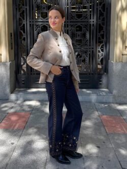 Jeans Bordado Lateral Azul Noche - Imagen 6