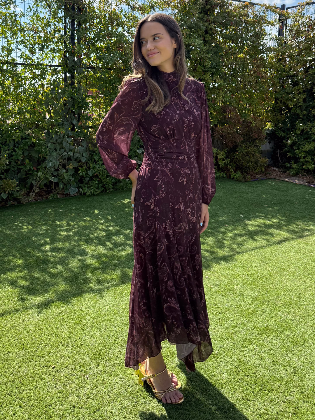 Vestido Largo Paisley Burdeos