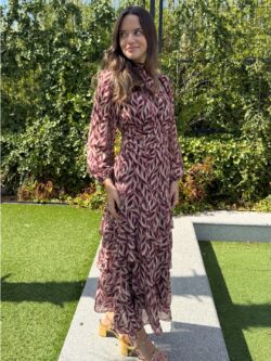 Vestido Espiga Burdeos y Crudo - Imagen 4
