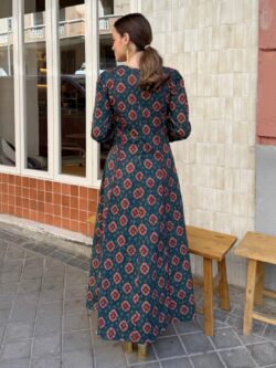 Vestido Largo Boho Verde Petróleo - Imagen 6