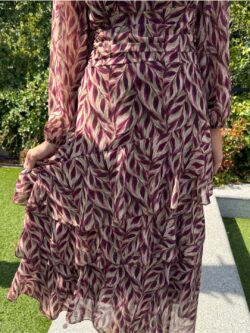 Vestido Espiga Burdeos y Crudo - Imagen 3