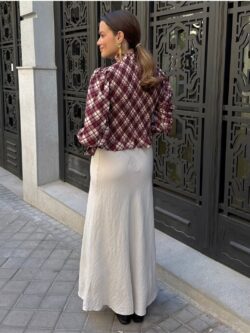 Blusa Smock Cuadros Burdeos - Imagen 6