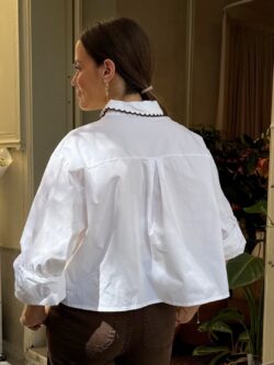 Camisa Ribete Chocolate Blanco Roto - Imagen 3