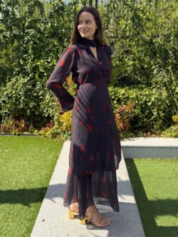 Vestido Cuello Halter Berenjena Oscuro