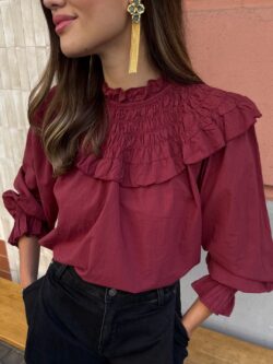 Blusa Romántica Volantes Burdeos - Imagen 2