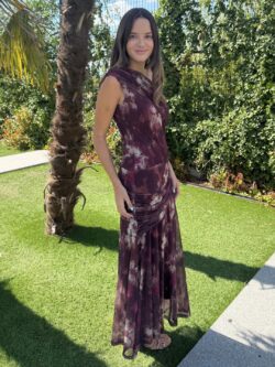 Vestido de Tul Floral Acuarela Burdeos - Imagen 2