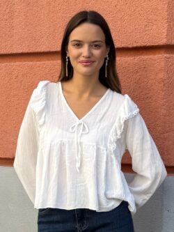 Blusa Romántica Volantes Marfil