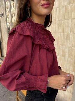 Blusa Romántica Volantes Burdeos - Imagen 4