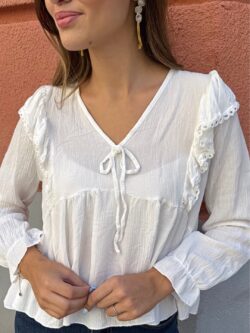 Blusa Romántica Volantes Marfil - Imagen 2