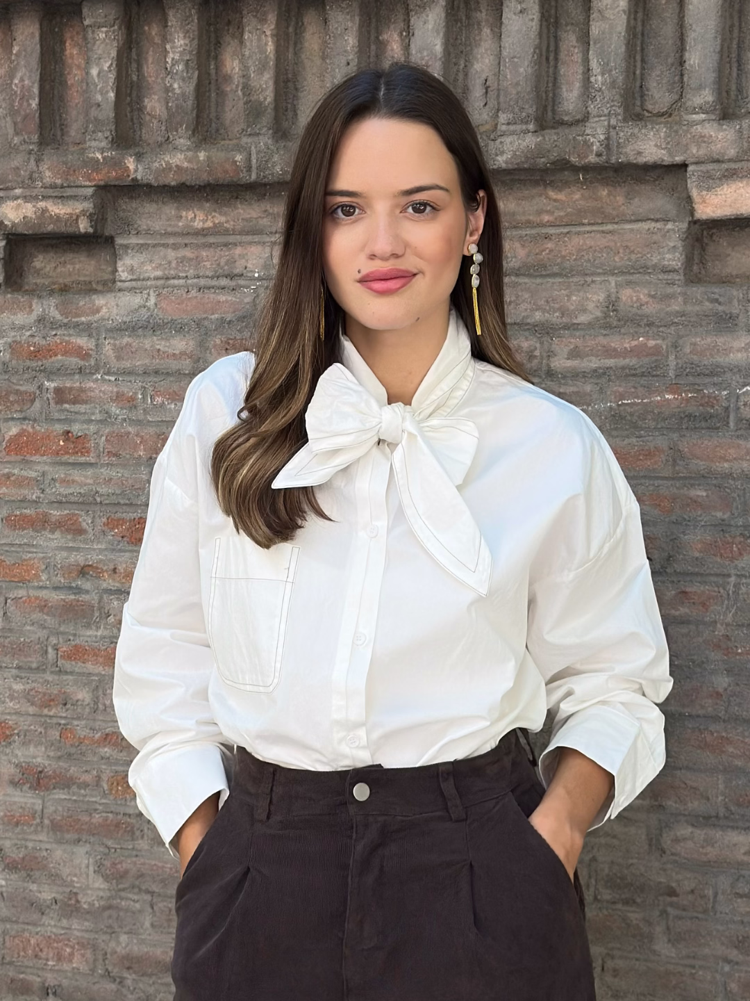 Camisa Lazada Pespunte Marfil