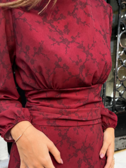 Vestido Midi Volantes Burdeos Oscuro - Imagen 3