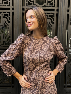 Vestido Midi Smock Barroco Moca - Imagen 5