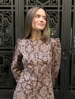 Vestido Midi Smock Barroco Moca - Imagen 2