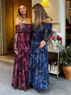 Vestido Tul Escote Bardot Azul Noche - Imagen 7